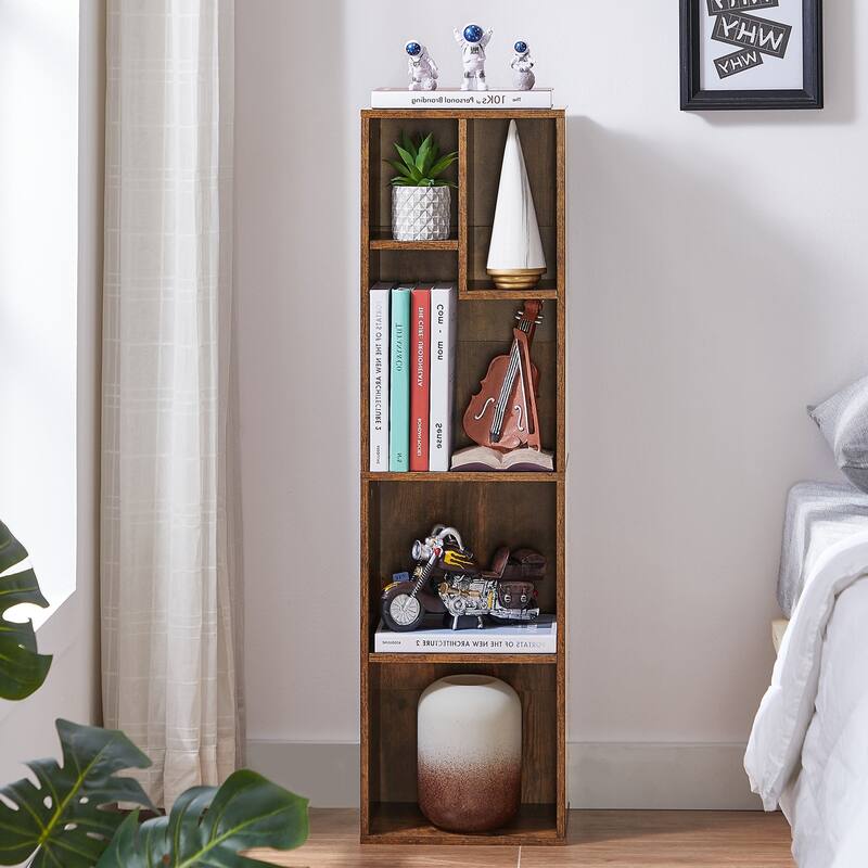 VECELO 3-Tier Bookcase and 4-Tier Bookcase set, Modern & Contemporary Wooden Bookshelf sets(set of 2)