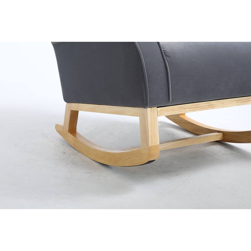 Baby Room High Back Rocking Chair Nursery Chair , Comfortable Rocker Fabric Padded Seat ,Modern High Back Armchair