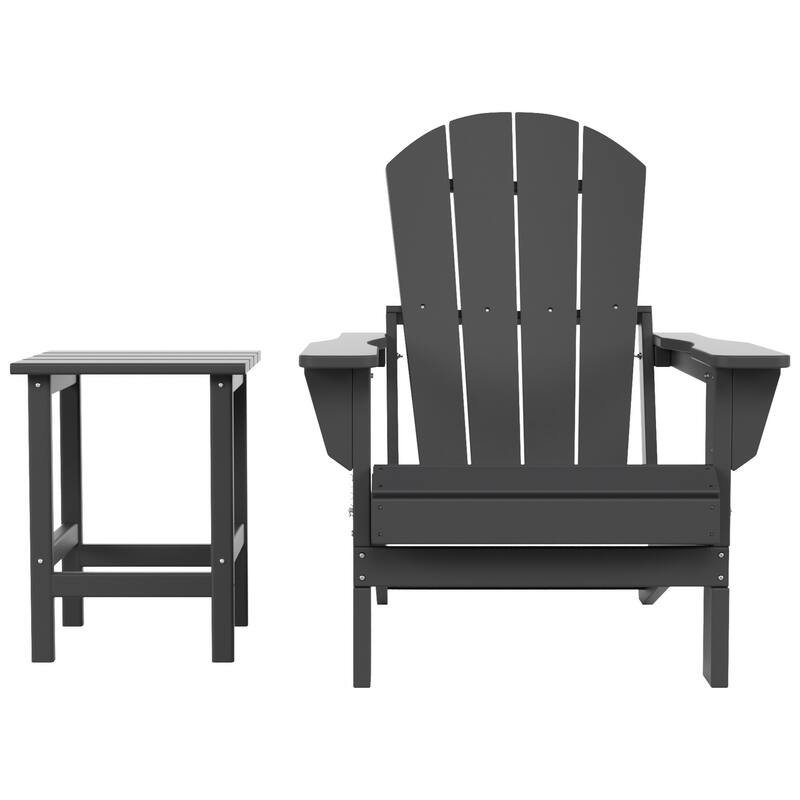 POLYTRENDS Laguna All Weather Poly Outdoor Patio Adirondack Chair - with Round Side Table (2-Piece)