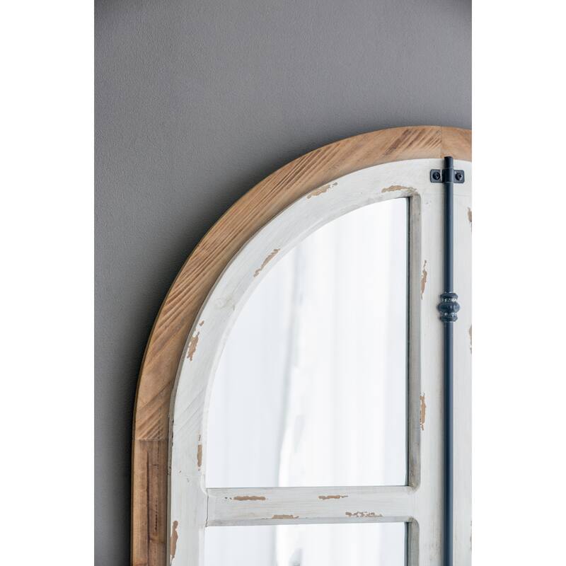 27.5" x 3" x 48" Arch Wood Wall Mirror - Brown Antique White