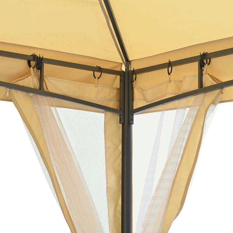 10x12 Outdoor Gazebo Tent with Double Roofs, Heavy Duty Party Tent, Patio Gazebo with Mosquito Netting & Privacy Screens