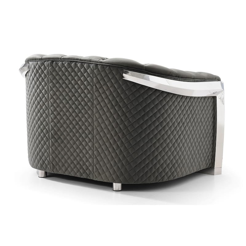 Diamond Quilted Tufted Jeweled Accent Chair with LED Light - 52" - Gray