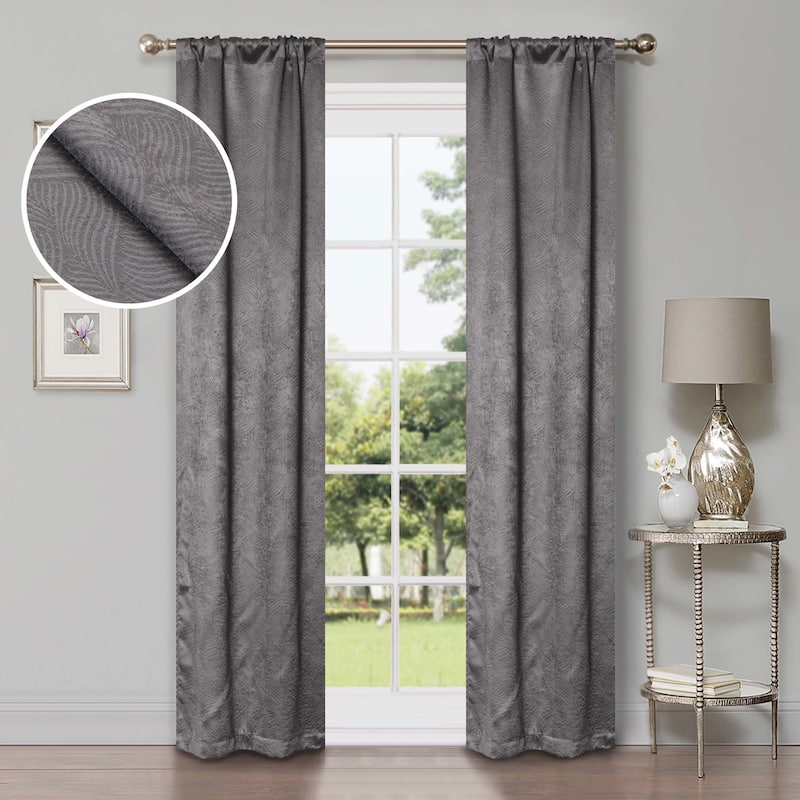 Superior Waverly Washable Room Darkening Curtains, Set of 2 Panels - 26" x 84" - Silver