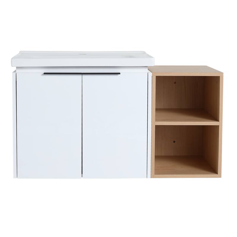GDFStudio - Emerson Stylish Wall-Mounted Bathroom Vanity with Soft-Close Doors and Ceramic Sink