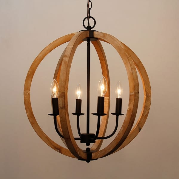 Antique 4 Light Distressed Wood Orb Chandelier Distressed Wood Orb Chandelier