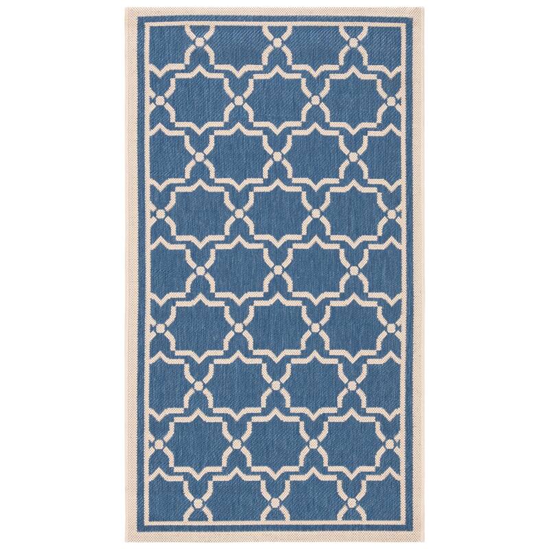 SAFAVIEH Courtyard Gulsin Indoor/ Outdoor Waterproof Patio Backyard Rug - 2'7" x 5' - Blue/Beige