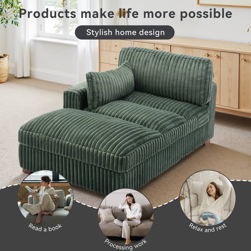 UIXE Upholstered Plush Chaise Lounge Chair For Interior