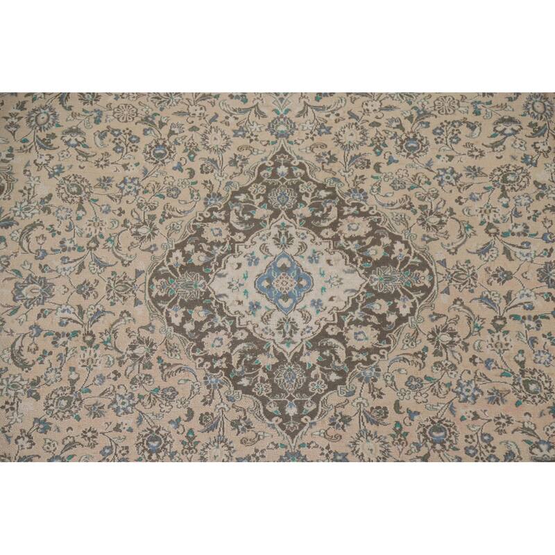Hand Knotted Oriental 100% Wool Carpet Traditional Floral Peach Mashad Area Rug - 12' 4'' X 9' 5''