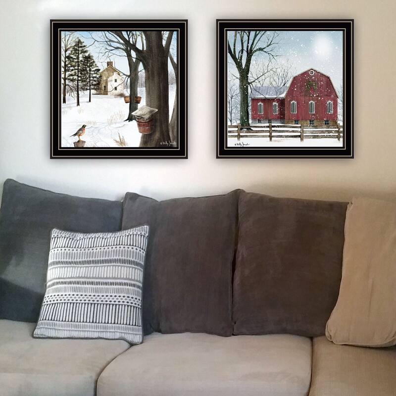 2-Piece Framed Wall Art Set - A Little Snow & Waiting for Spring, Black Frame