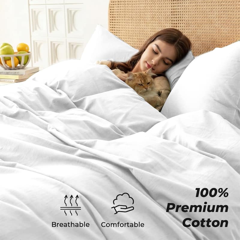 All Season 100% Cotton Soft & Breathable Duvet Cover Set