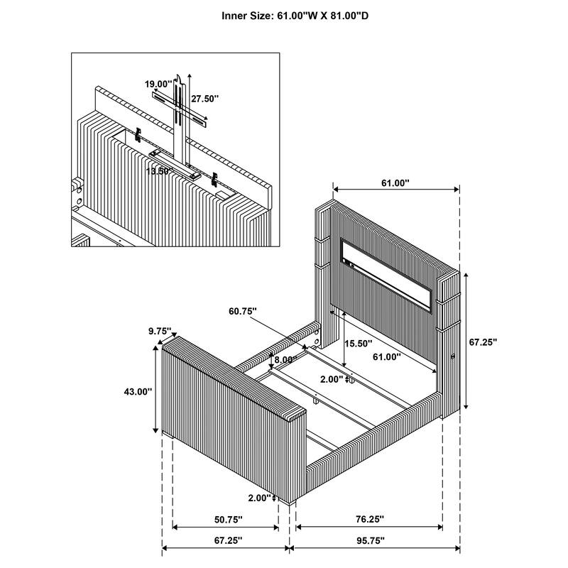 Tisdall Flame Visualizer Wingback TV Bed Black