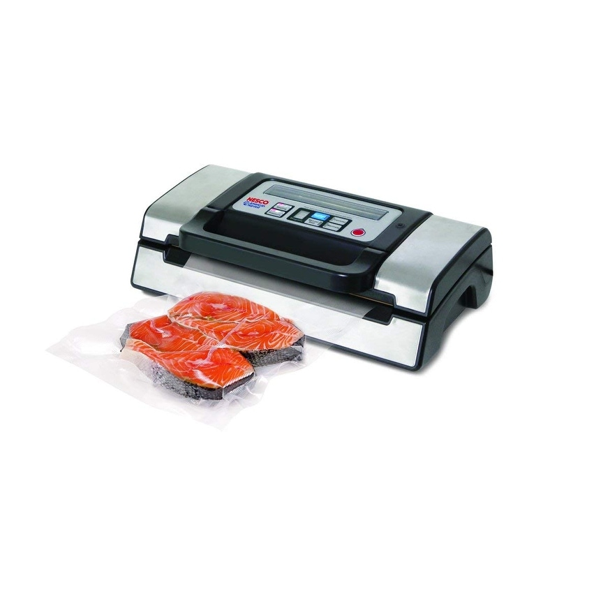  Nesco Deluxe Food VS-12 Vacuum Sealer, 130 Watts, Kit Bags &  Viewing Lid, Compact, Silver: Home & Kitchen
