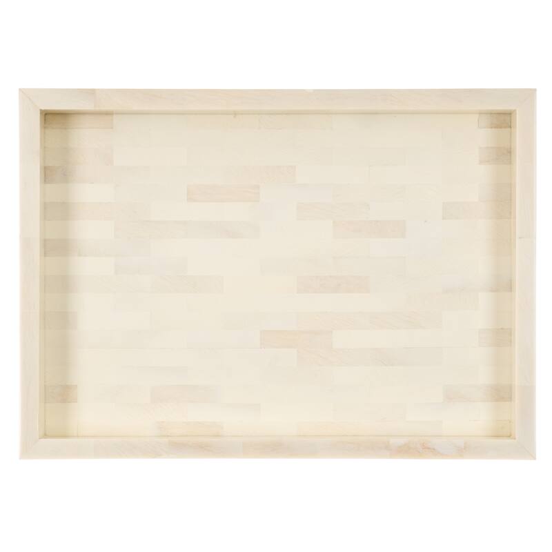 SAFAVIEH Home Sabi Antique Ivory/Faux Bone Resin 14.2"W x 10"D x 1.5"H Rectangle Tray