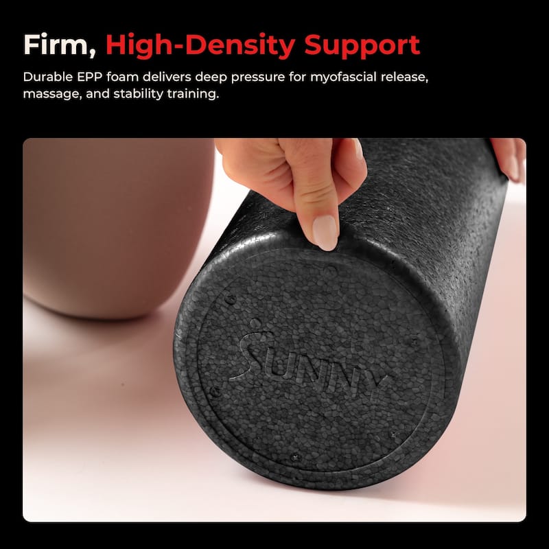 Sunny Health & Fitness High-Density Foam Roller 12" to 36" - Black