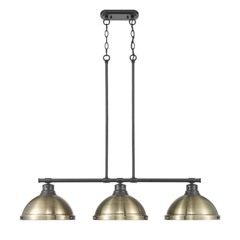 Yep by Golden Lighting Duncan 3-light Island Light in Matte Black and Aged Brass shade