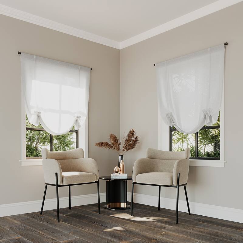 Archaeo Akari Slub Textured Linen Blend Semi-Sheer Rod Pocket Window Tie-up Shade - 40" x 63"