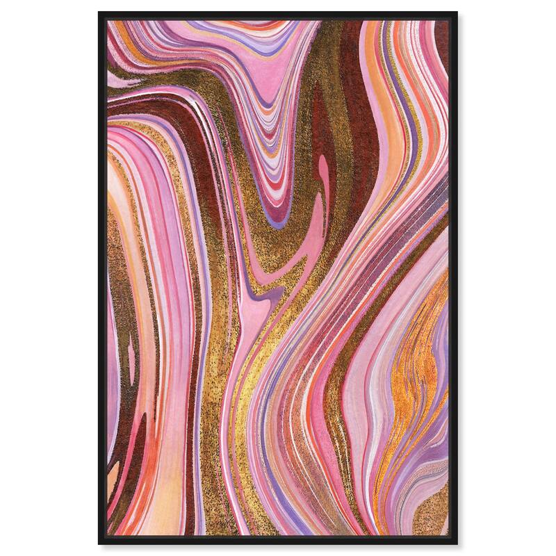 Art Remedy Doll Memories - Pink Geode Framed Mineral, Agate & Geode 1 Piece Canvas Wall Art - 37 x 55 - Black