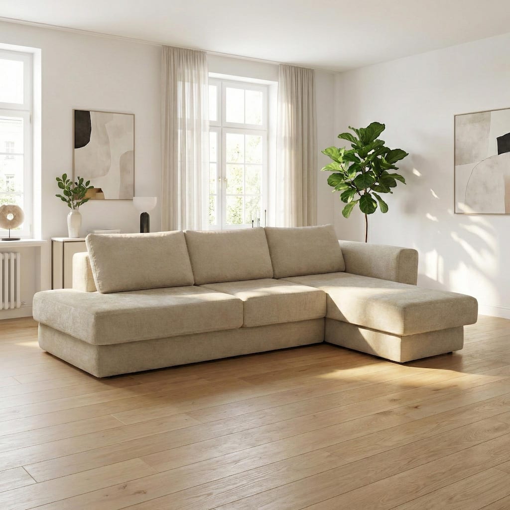 Christopher Knight Home - American Design Chenille 113" Modular Sectional Sofa with Double Layer Cushions