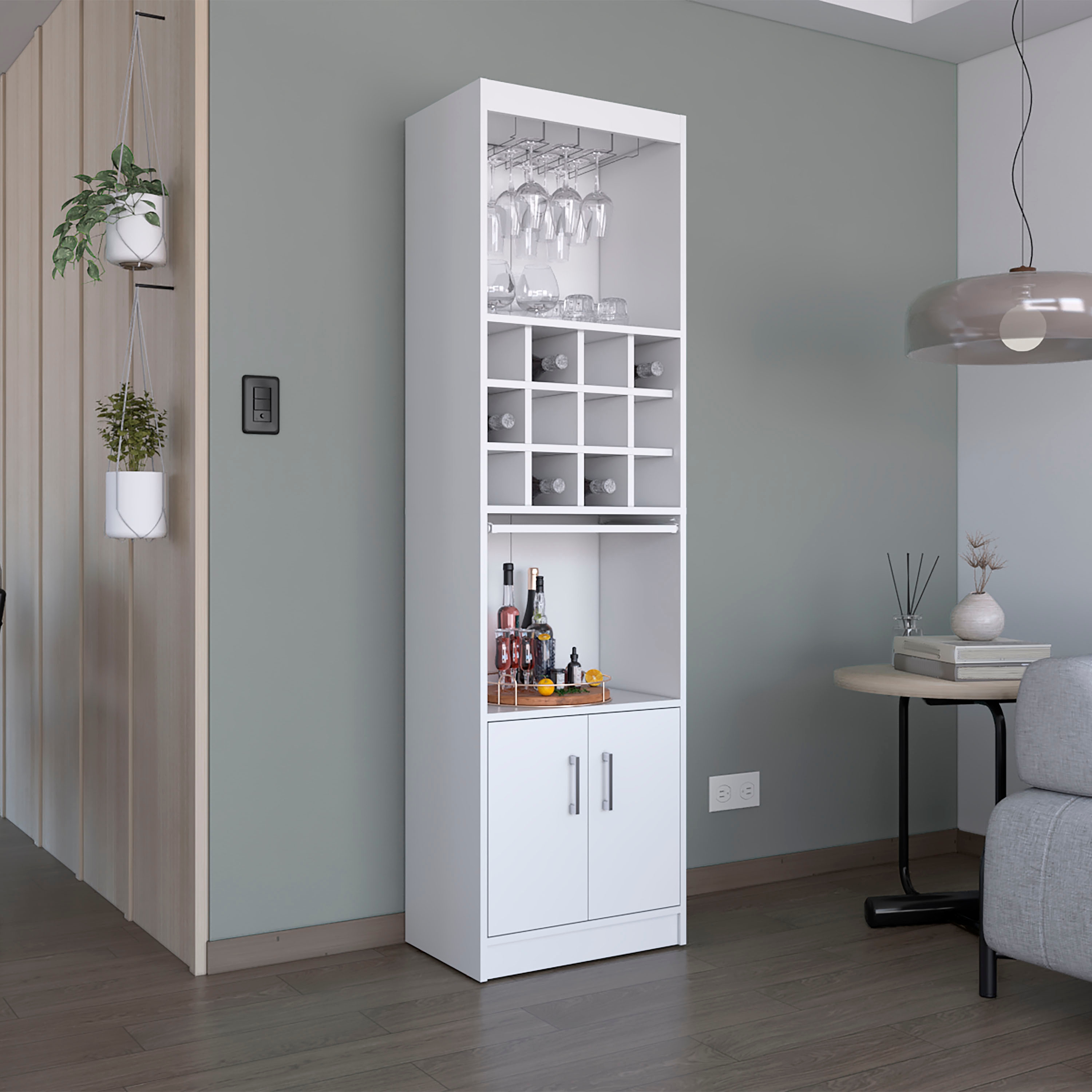 71 Tall Bar Cabinet 5 Tier Modern Bar Cabinet with Glass Holder Stemware Rack Wine Cabinet 12 Bottle Cubbies 5 Shelves On Sale Bed Bath Beyond 40731985