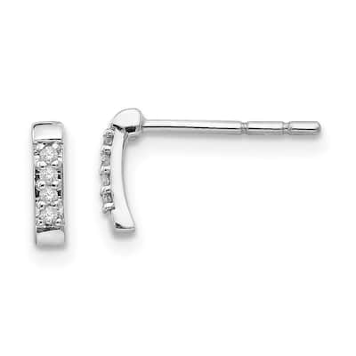 Curata 925 Sterling Silver Polished White Ice 1/2pt Diamond Post Earrings - 8x2mm Wide