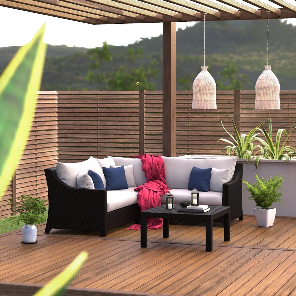 Deco 4 Piece Sunbrella Outdoor Patio Sectional & Table