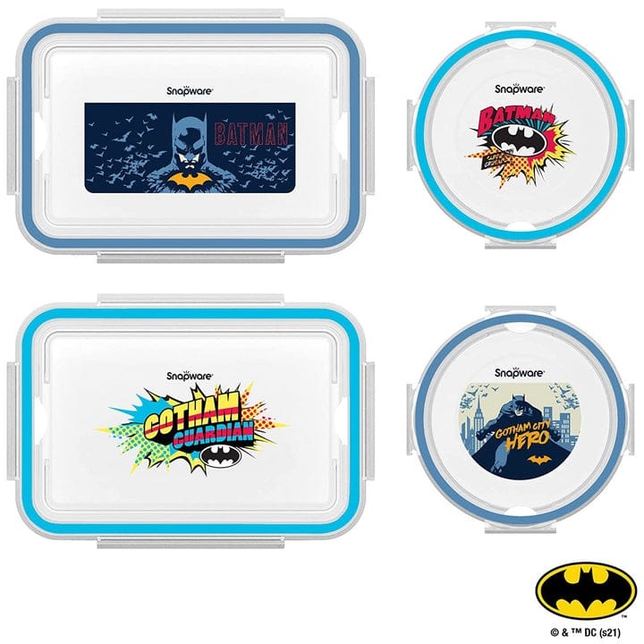 Snapware 8-Piece Non-Toxic Plastic Food Storage Containers Set, 4.6-Cup & 3-Cup, Batman