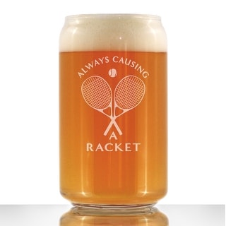Causing A Racket - Beer Can Pint Glass - Funny Tennis Gifts - 16 Ounce ...