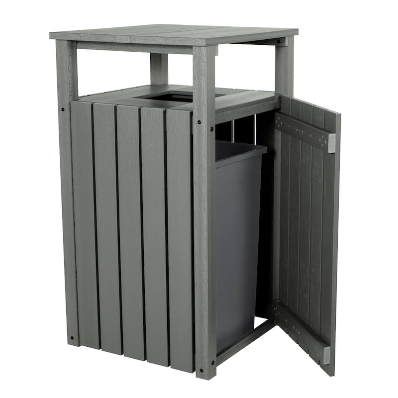 HIGHWOOD PROFESSIONAL Commercial Trash Can with Hood - Coastal Teak
