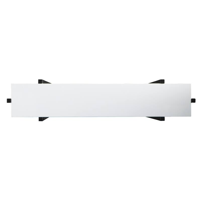 White Wood Black Metal Console Table Rectangular Frame Base Glossy - 36" L x 8" W x 29.75" H