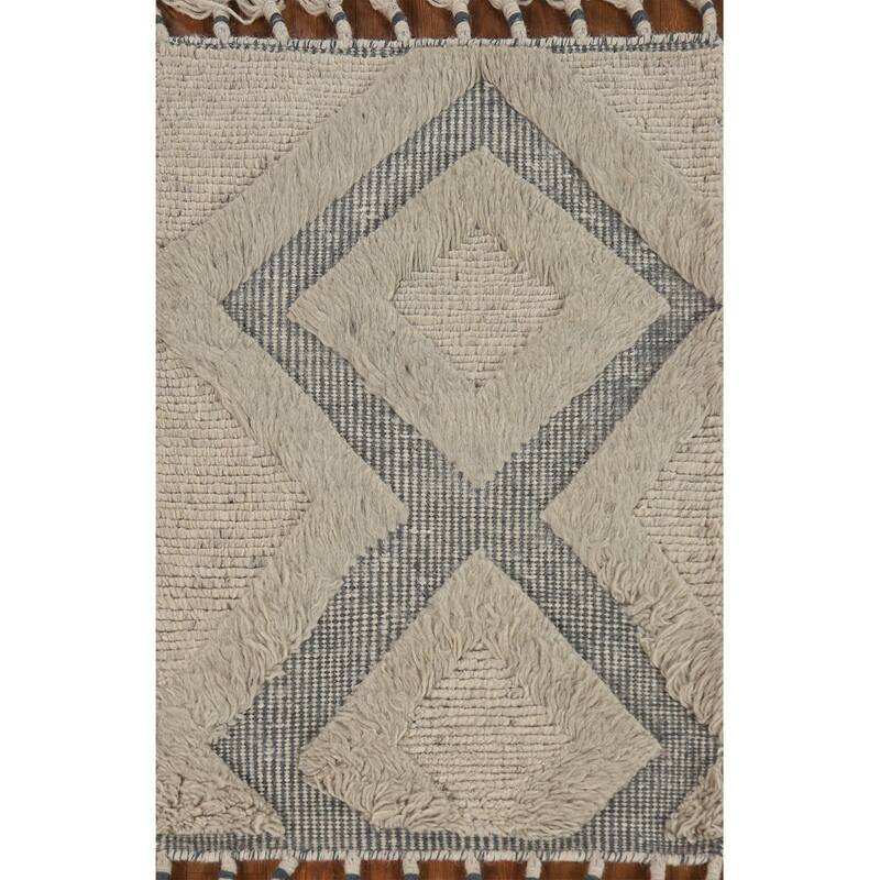 Moroccan Indian Rug Hand-Knotted Geometric Wool Carpet - 2'0"x 3'0"