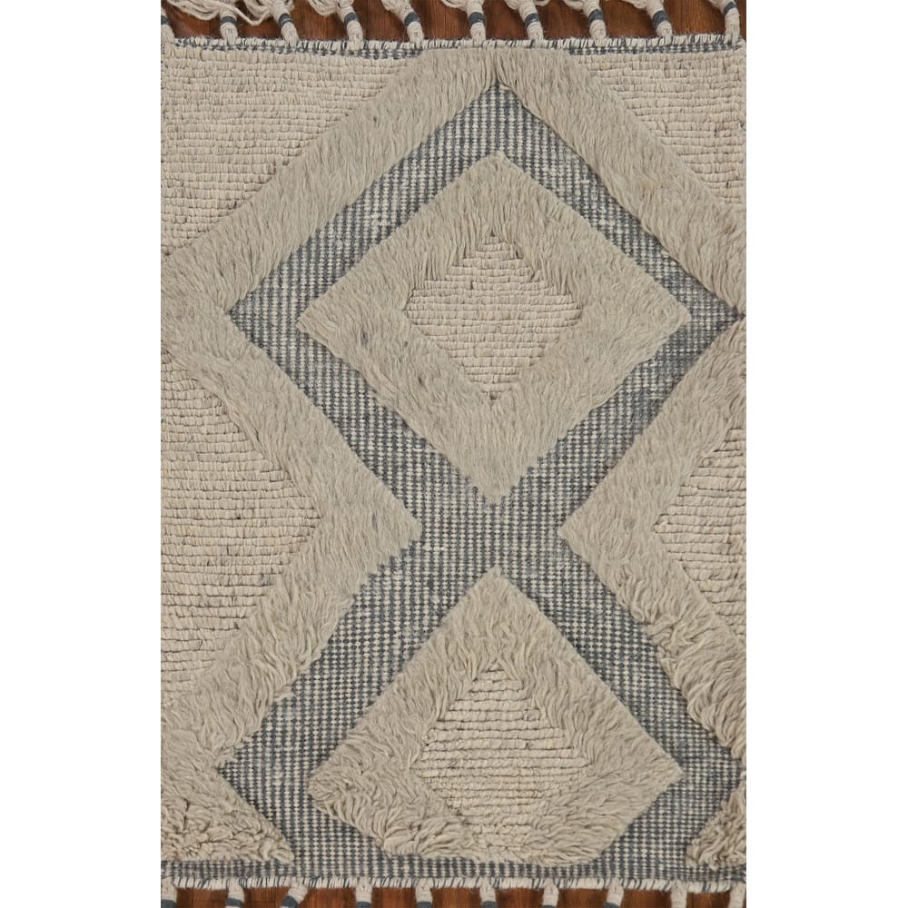 Moroccan Indian Rug Hand-Knotted Geometric Wool Carpet - 2'0"x 3'0"