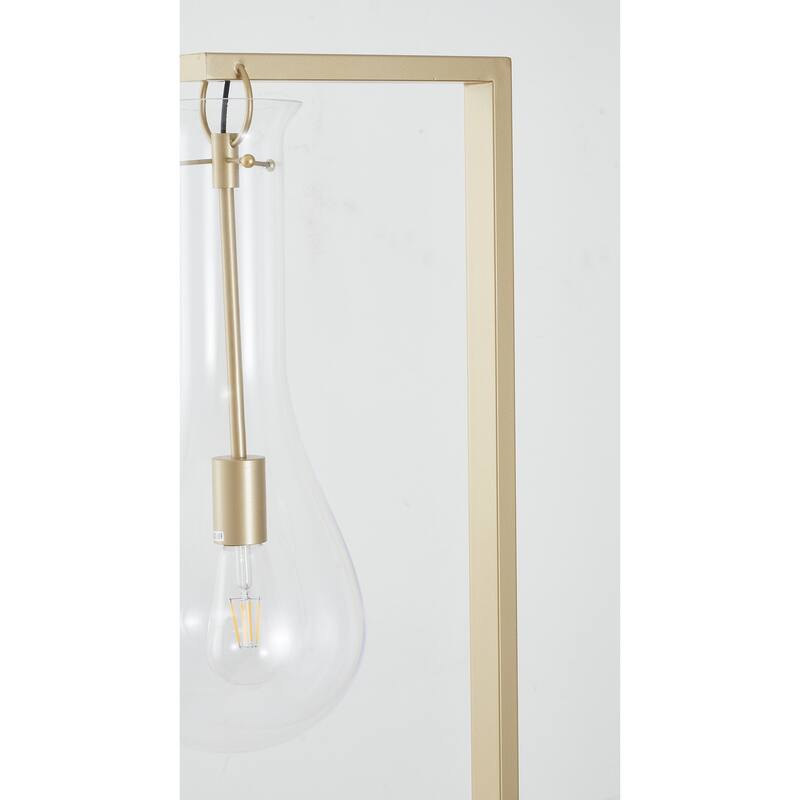 1-Light Brass Floor Lamp With A Glass Shade
