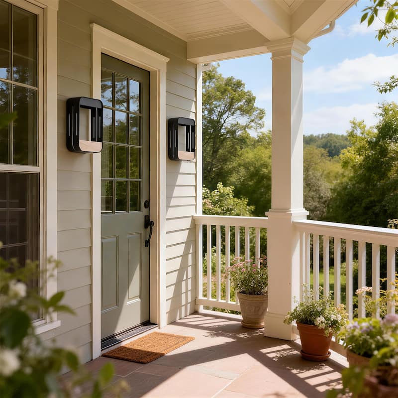 2 Pack Rectangle Frame Solar Integrated LED Sensor Outdoor Wall Light