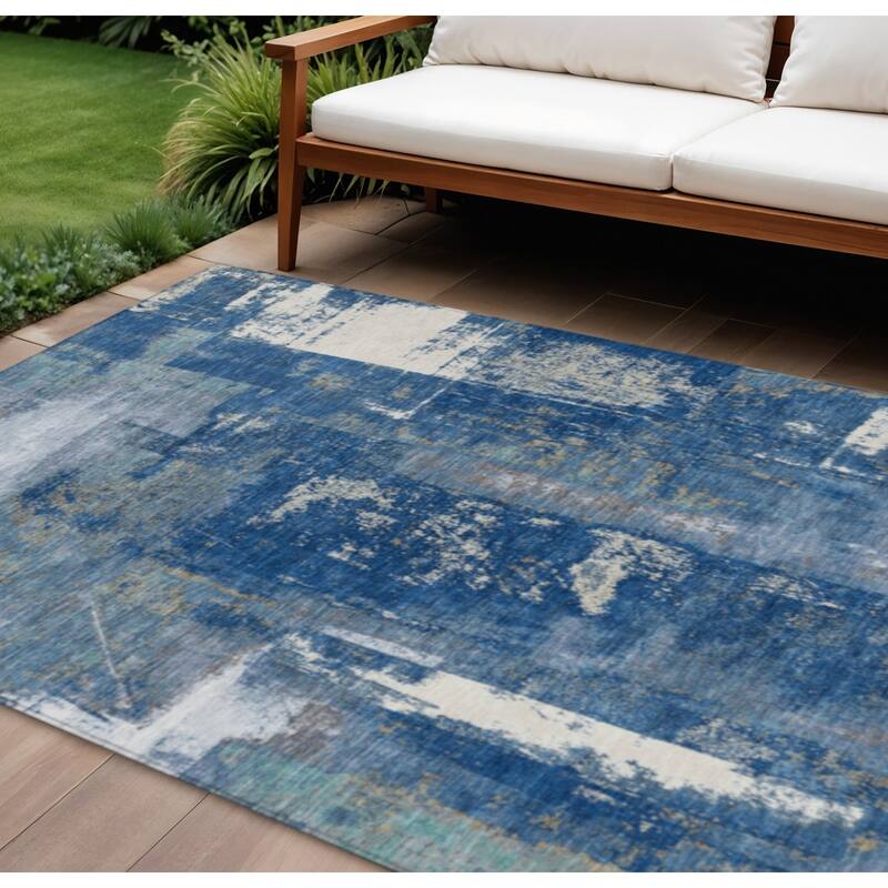 HomeRoots Abstract Transitional Rectangle Outdoor Rug - 9' X 12'