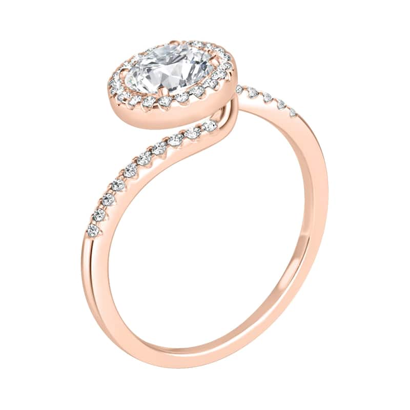 Auriya 14k Gold Round Lab Grown Bypass Halo Engagement Ring 1.00 to 5.00 ct. tw. (F-G, VS)