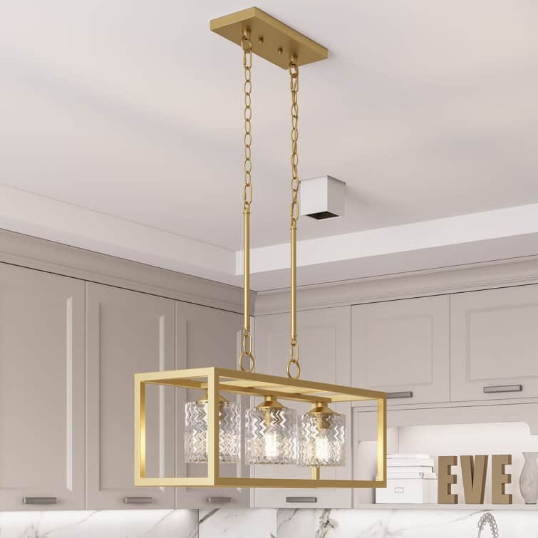 Allegray 3-light Modern Farmhouse Rectangle Chandelier Kitchen Island Pendant with UL Certified