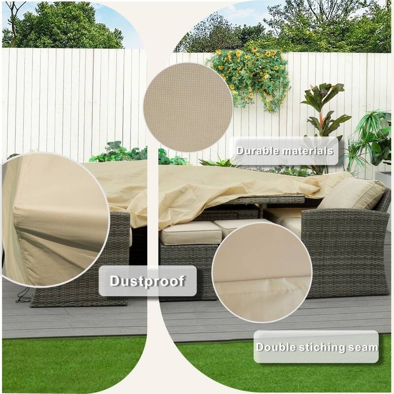 Large Square Waterproof Outdoor Dining and Sofa Set Rain Cover