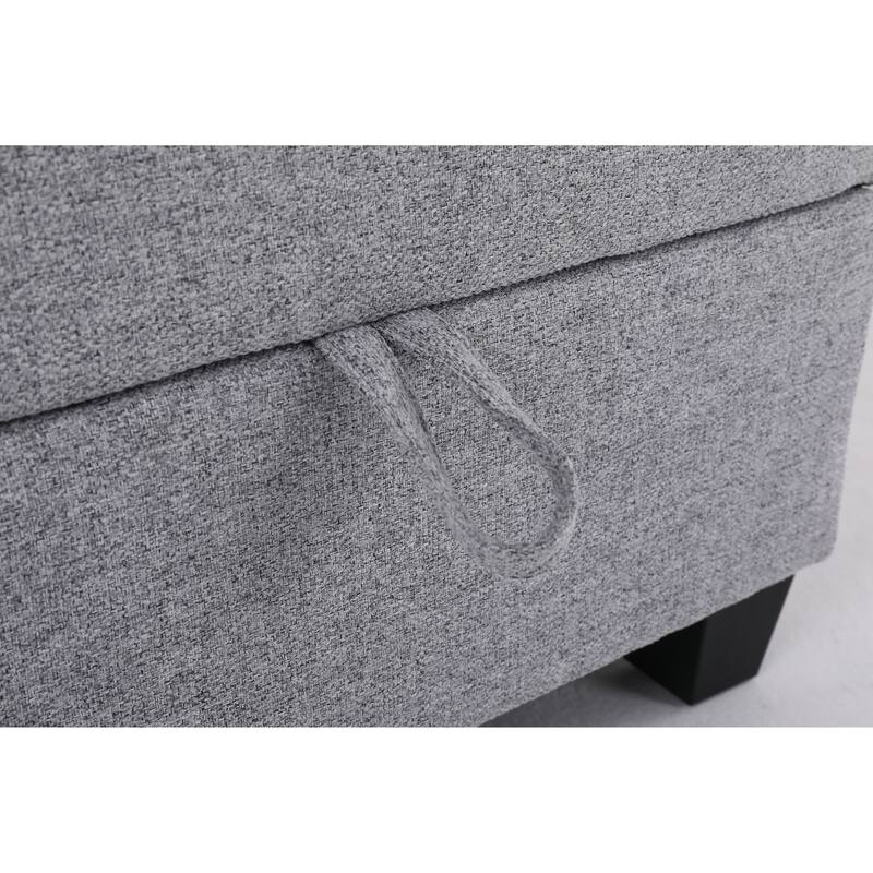 110.3" Burlap Modular U-Shaped 6-Seater Sectional Sofa with Reversible Chaise, Built-in Storage and Convertible Design