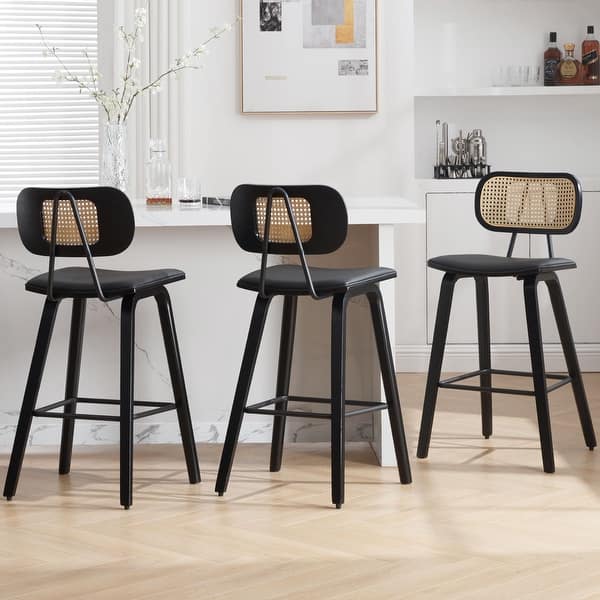 Rattan Mid Century Modern Bar Stools With Backs Rattan Counter