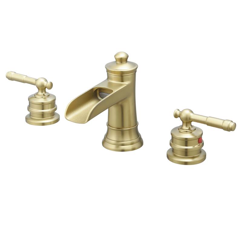 Double Handle Three-Hole Bath Waterfall Faucet with Drain