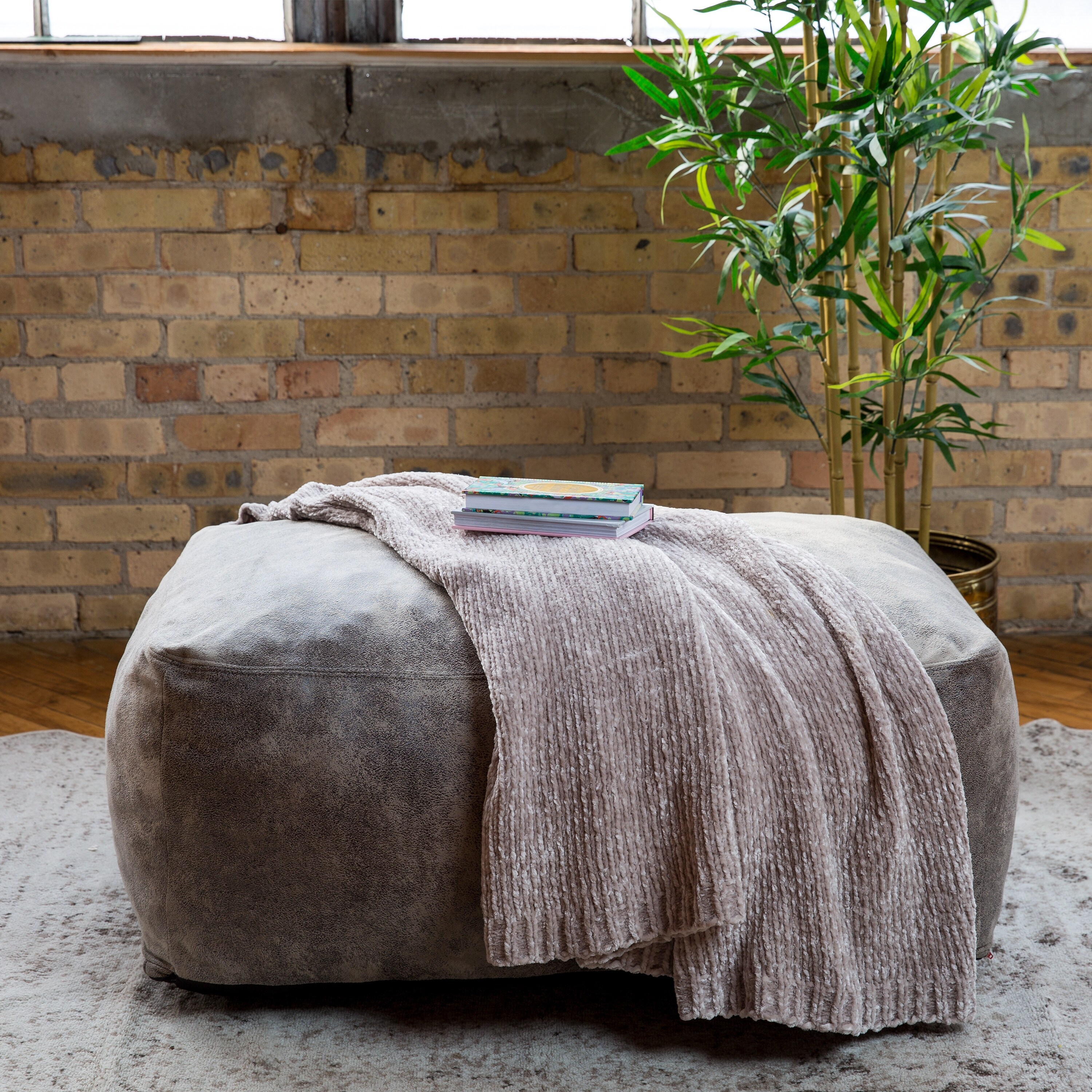 Big Joe Nestle Vegan Leather Foam Filled Loveseat Ottoman - Bed
