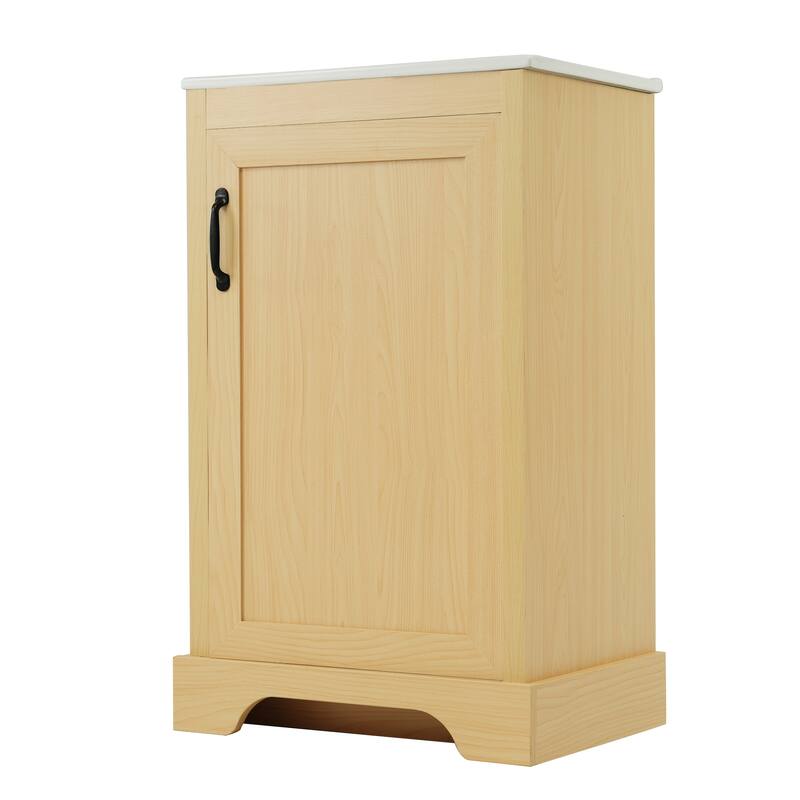 20" Freestanding Bathroom Vanity, Soft Closing Door, Adjustable Shelve & Storage Rack, MDF & Ceramic Sink - 20 in W MDF