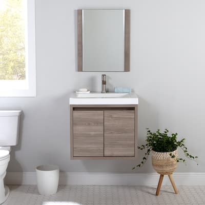 Kelby 24.5" 2-Door Floating Bathroom Vanity With White Sink Top