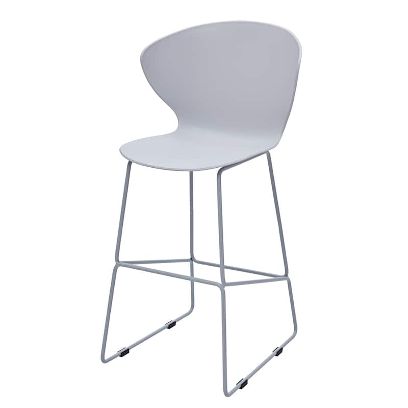 HomeRoots Set of Two 26" Gray Heavy Duty Plastic and Metal Low Back Counter Height Bar Chairs