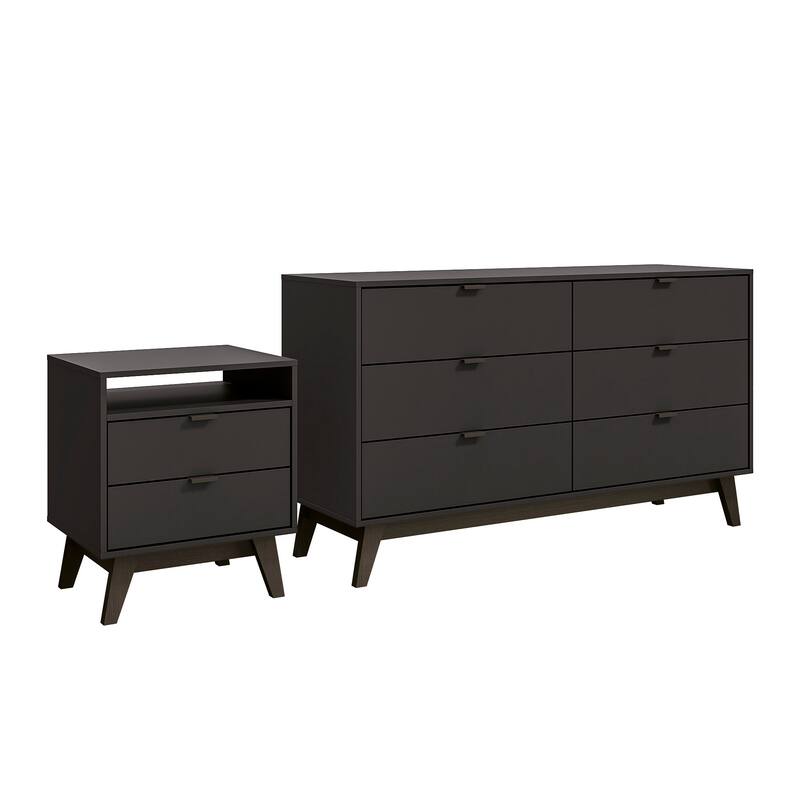 Kappesberg New Hanford 2-Piece Bedroom Set with one (1) Dresser and one (1) Nightstand - Black