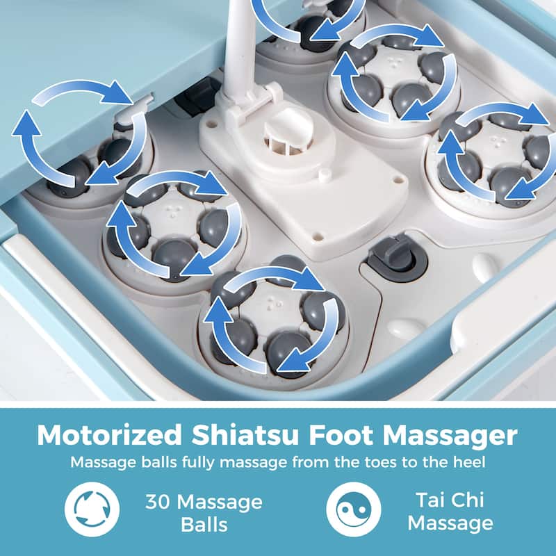 Compact Foot Spa with Motorized Shiatsu Massager Adjustable Temperature and Water Shower Function - 16" x 13.5" x 11"