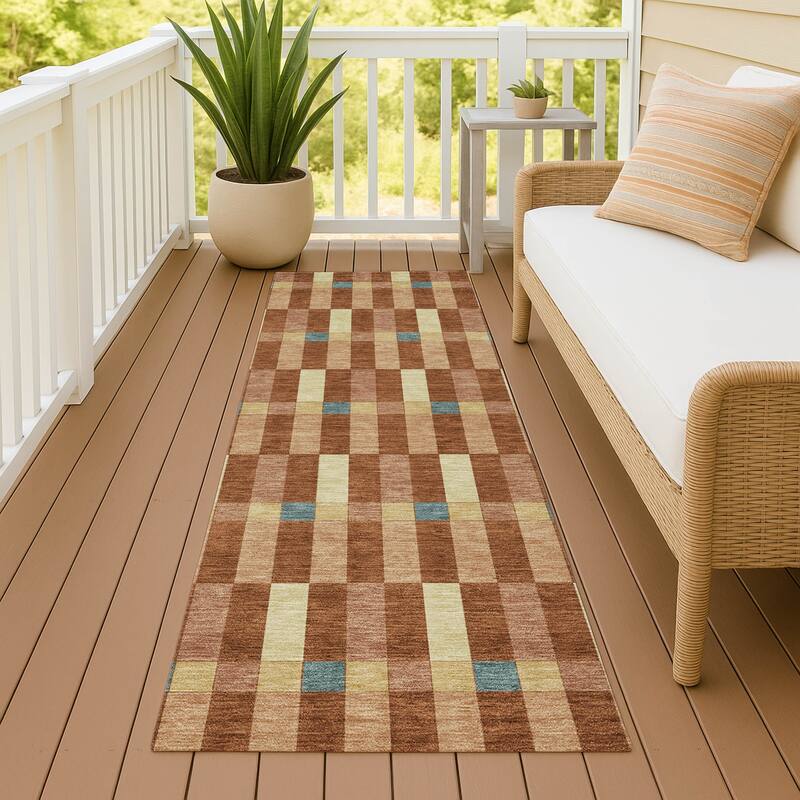 Machine Washable Indoor/ Outdoor Modern Chanute Chantille Rug - Paprika - 2'3" x 7'6"