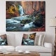 preview thumbnail 10 of 23, Autumn Mountain Waterfall Long View Landscape Photo Canvas Print - Orange 40 in. wide x 30 in. high - 1 Panel