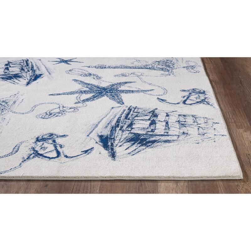 Domani Seaside Nautical & Coastal Lighthouse Rug