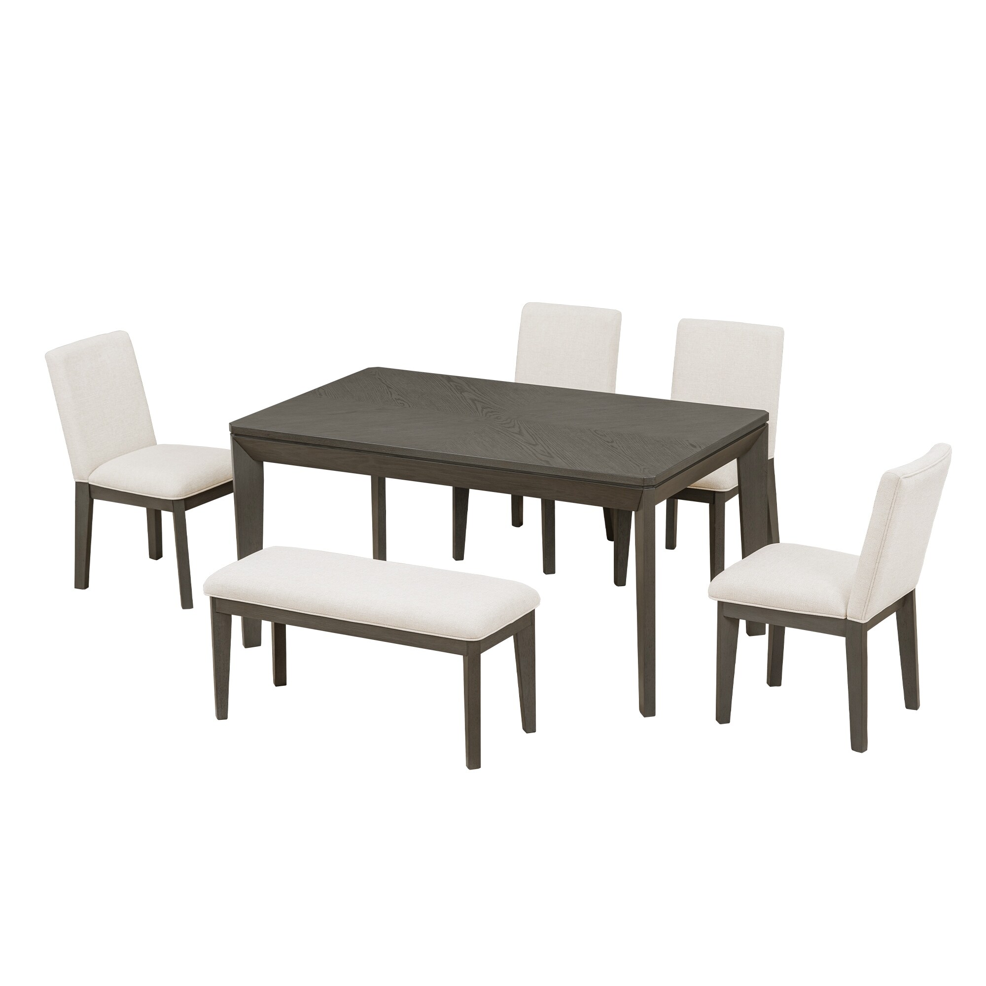 グランドセール 漫画 Set Table Dining 6-Piece Rectangular w/Linen Bench & Chairs ノベルティグッズ